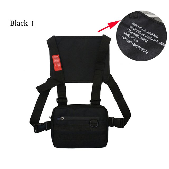 Black Tactical Vest Chest Bag - Anti Theft Bags